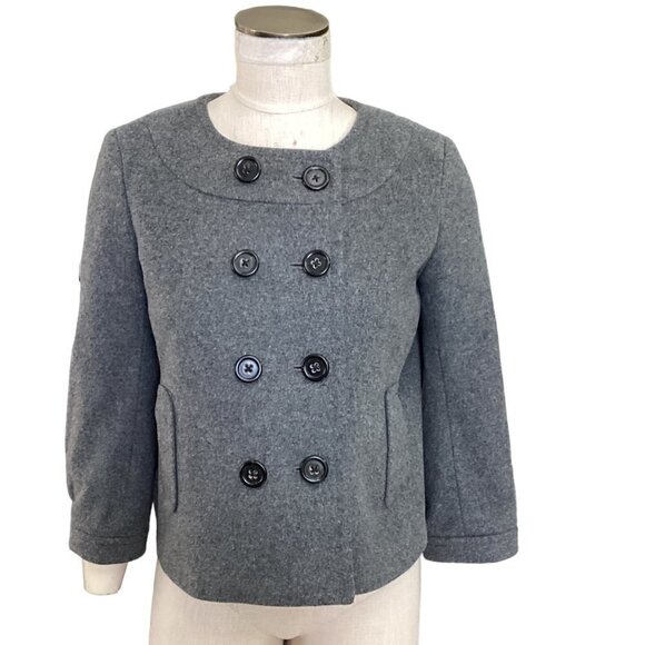 J‎ Crew Pippa Double Breasted Wool/Cashmere Cropped Sz 6 Gray Jacket 226H - Picture 3 of 9